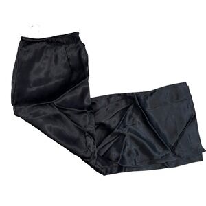 Zara Black Satin Wide-Leg Capris